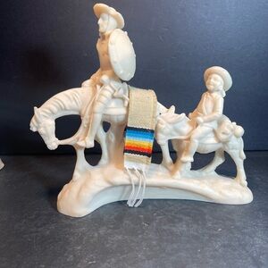 Vtg Don Quixote Sancho Panza Miguel de Cervantes La Mancha Stone Statue T82